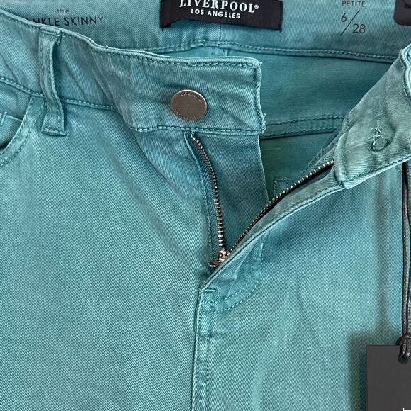 LIVERPOOL Jeans Women's Petite Size 6/28 Teal Green Ankle Skinny Medium Wash NWT - Picture 4 of 16